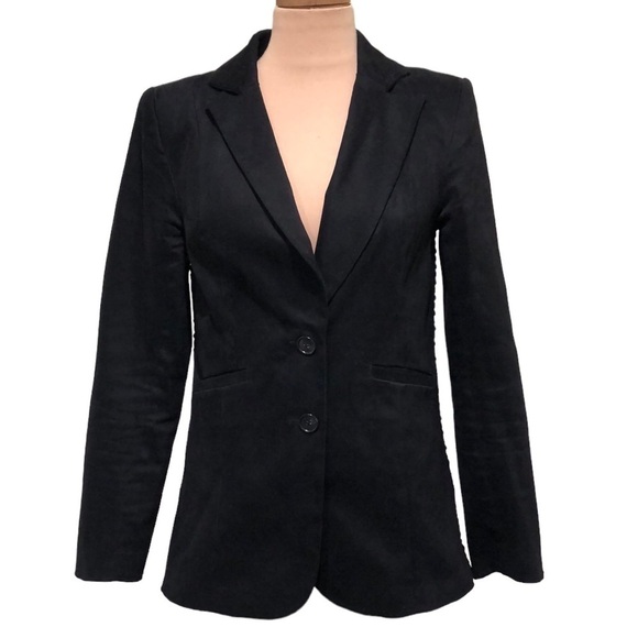 Little Joe Woman Blazer Suit Jacket Size Medium Black Whip Stitch Faux Leather - Picture 1 of 11